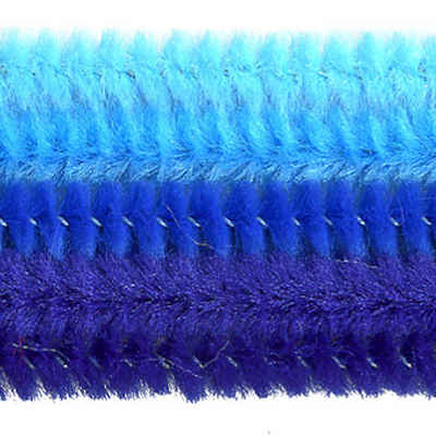 MEYCO Hobby Basteldraht Chenille Sortiment, blau sortiert 6mm, 30cm, 25 St