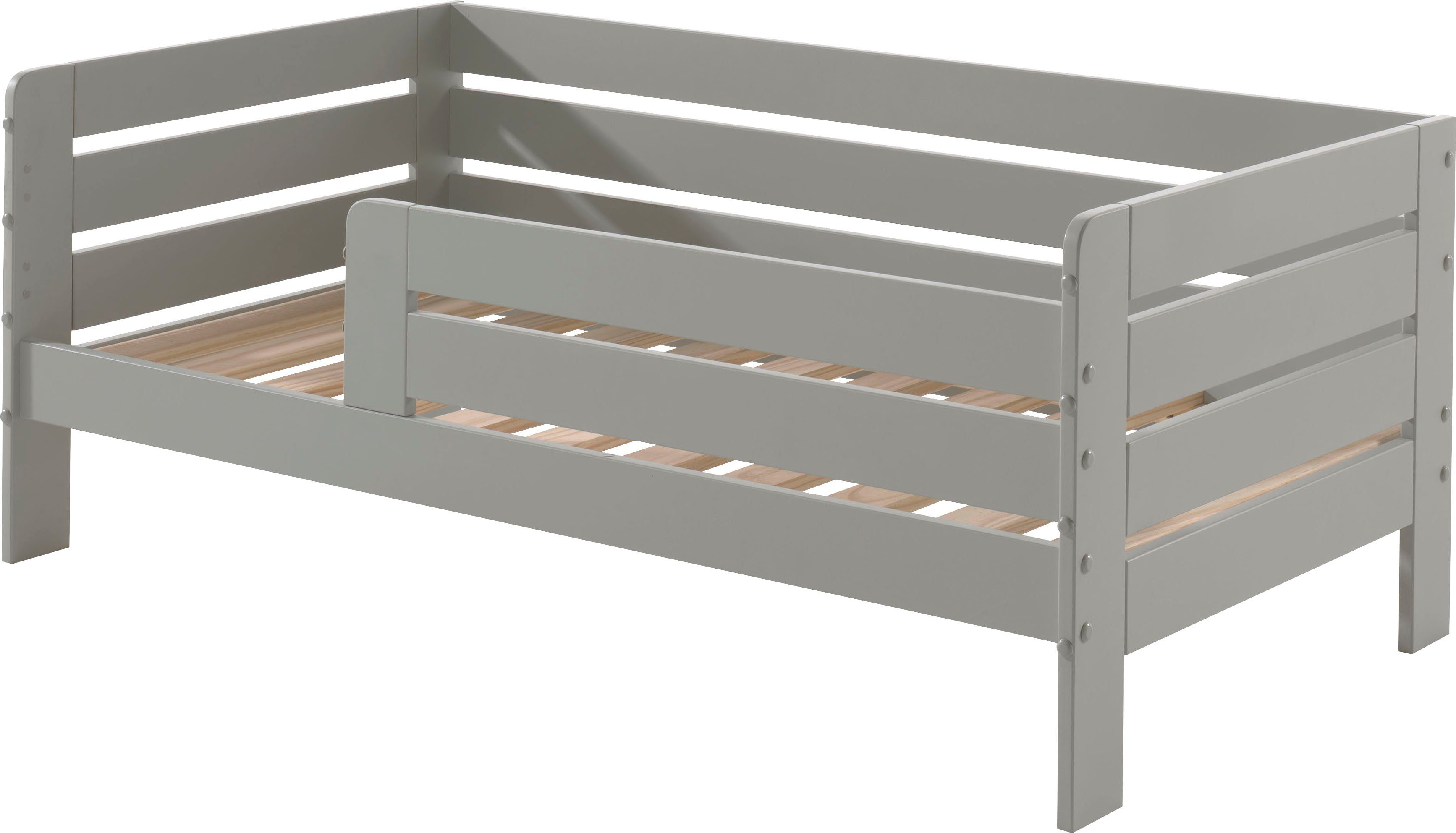 Vipack Kinderbett Junior, Kiefermassiv mit umlaufendem Absturzschutz und Rolllattenrost (B/H/T ca. 143,6x56x70cm, mit niedrigem Betteinstieg), wahlweise in 2 Farben, mit oder ohne Schublade