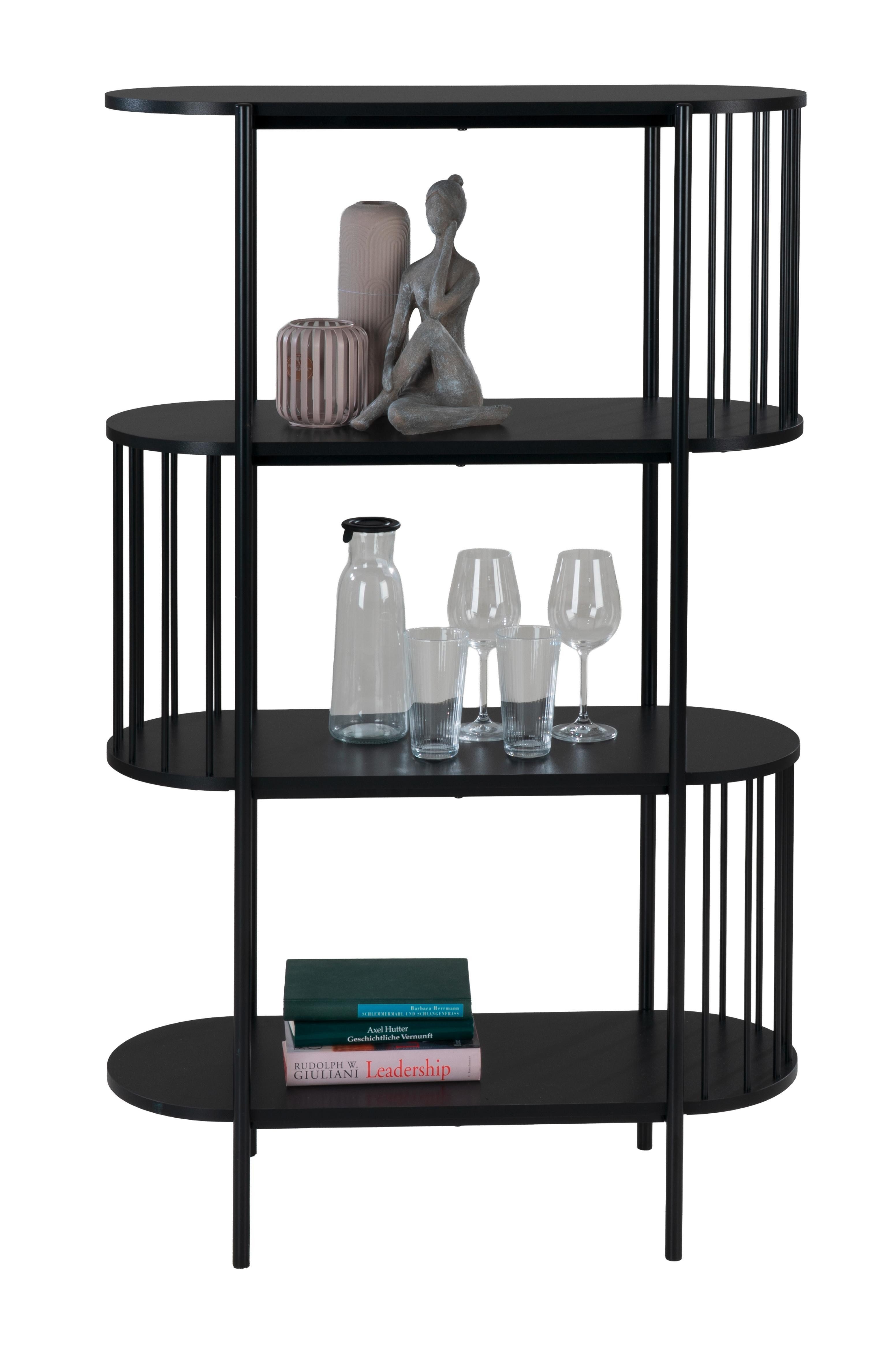 casa NOVA Regal AUGUST, 3 Fächer, Schwarz matt, Metall, B 80 x H 133 x T 34 cm