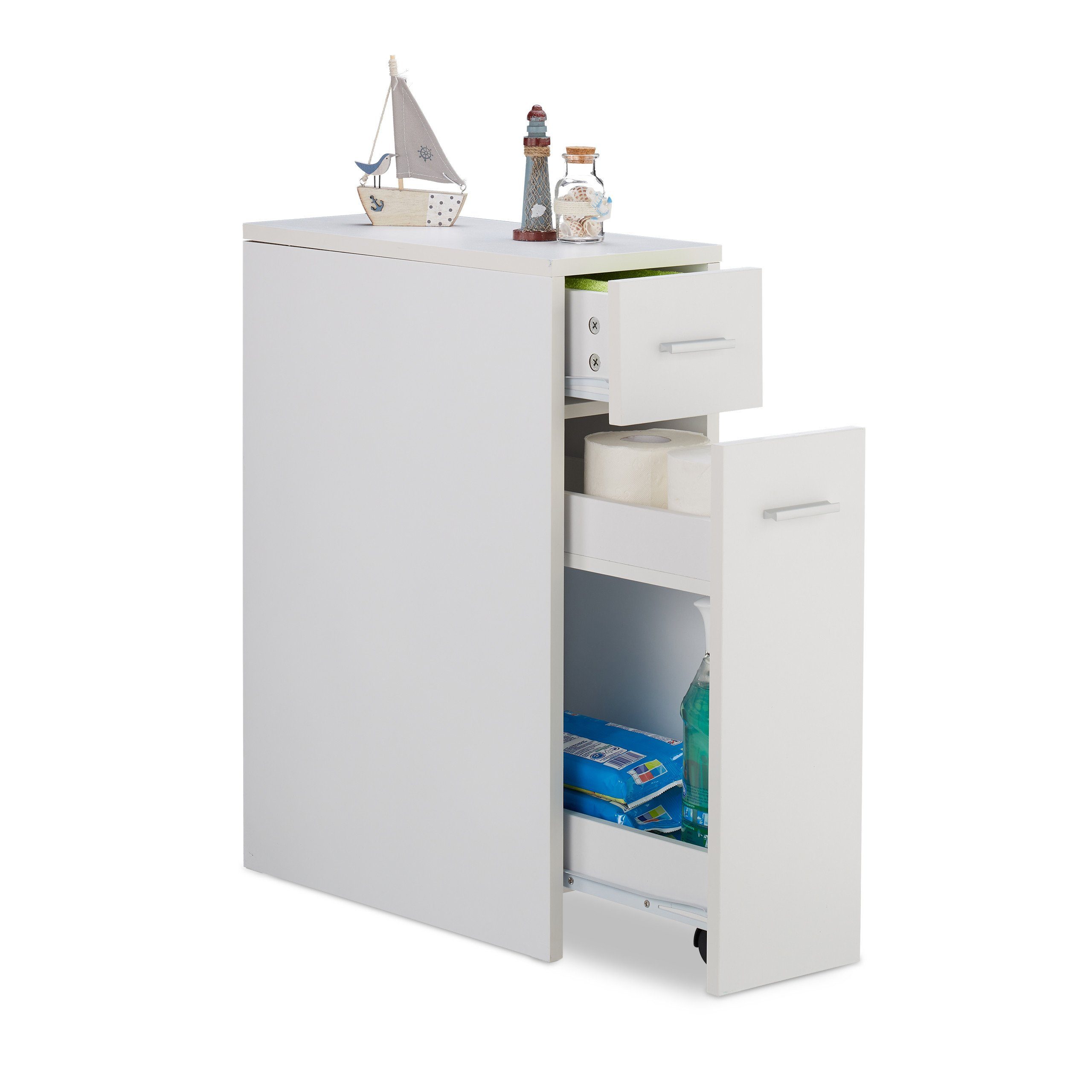 relaxdays Regal Weißer Nischenschrank, 1-tlg