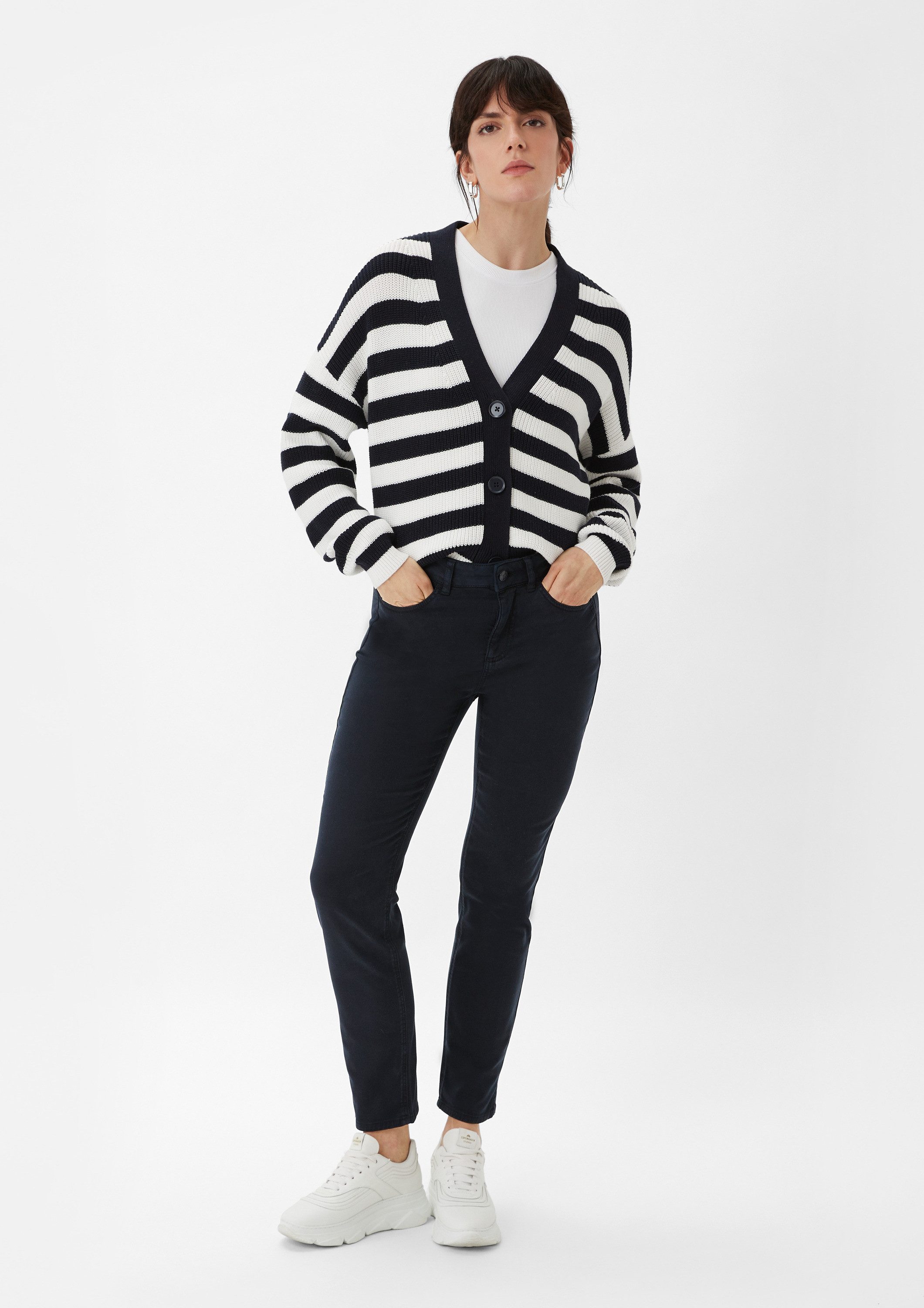 comma Skinny-fit-Jeans Hose Satinhose mit Skinny Leg