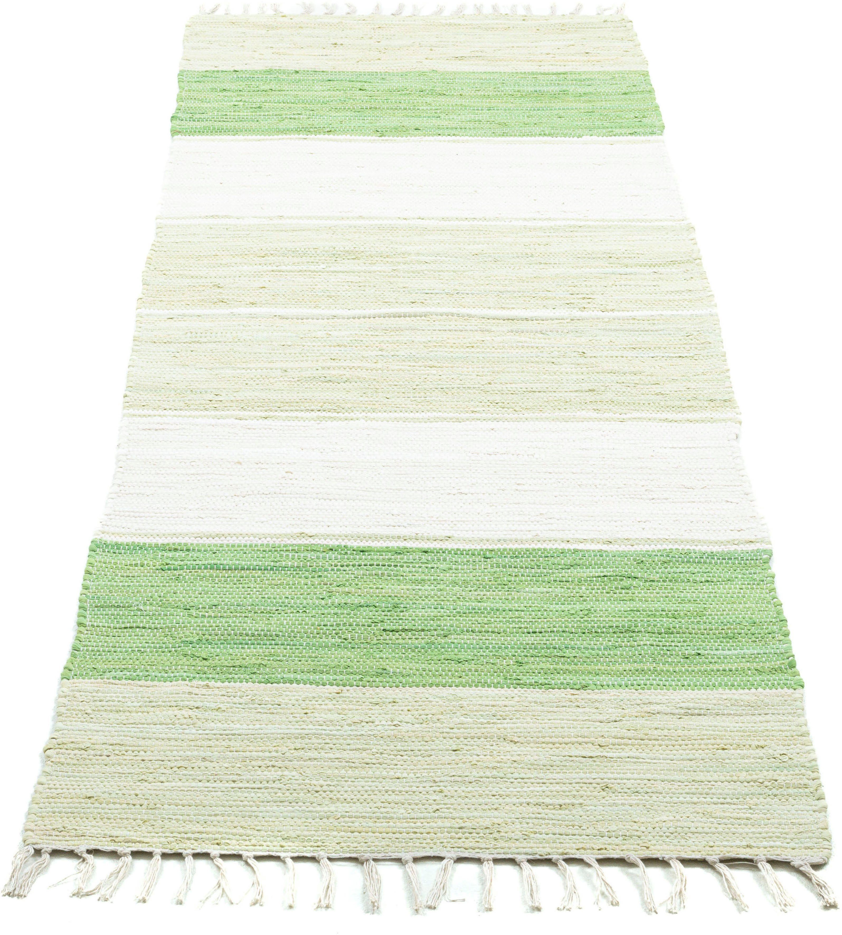 Handweb Baumwolle, Flachgewebe, Stripe mm, mit Fransen rechteckig, Cotton, handgewebt, Höhe: 5 Läufer reine THEKO,