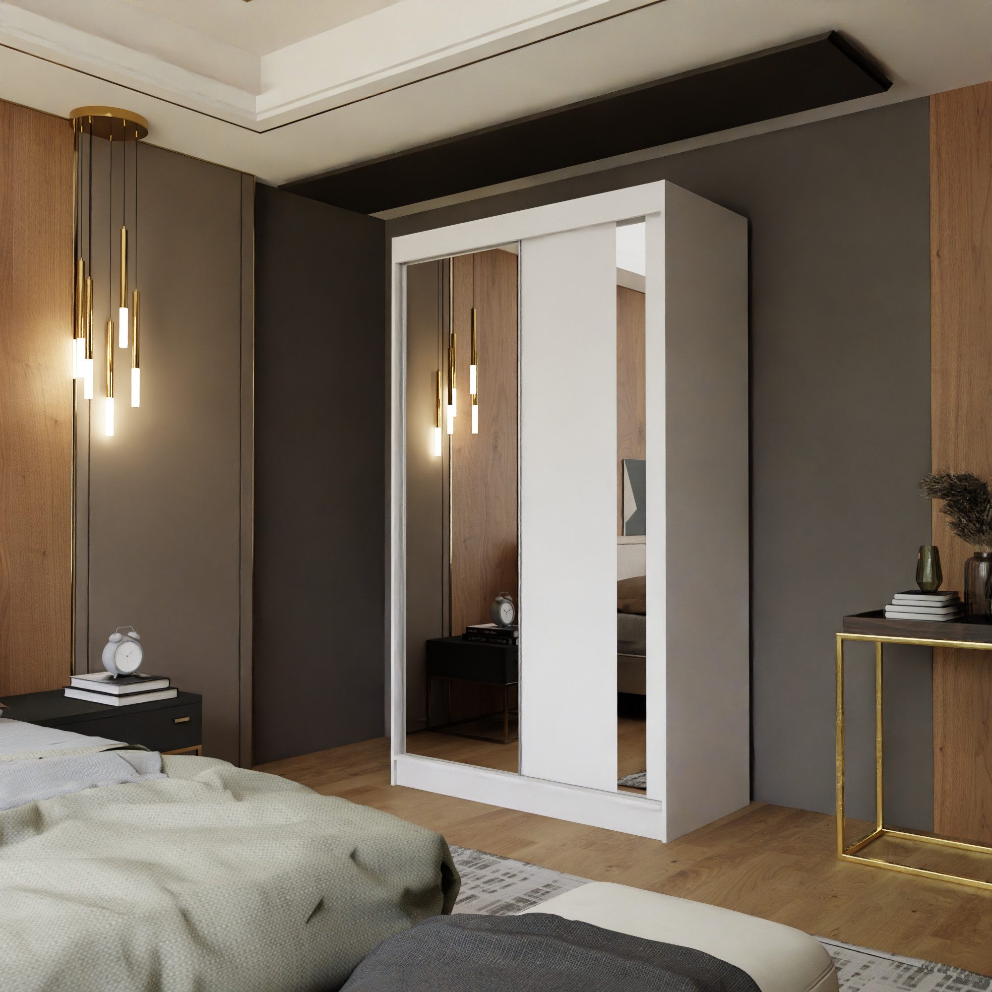 Beautysofa Schwebetürenschrank Gaja (weiß, schwarz, graphit, artisan, Kasch günstig online kaufen