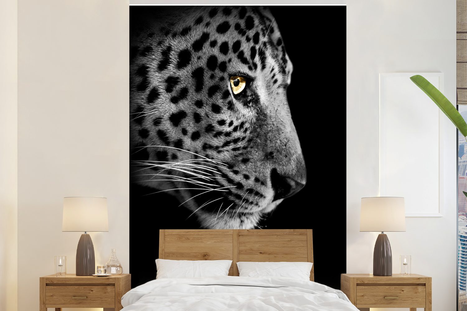MuchoWow Fototapete Leopard - Fell - Tier, Matt, bedruckt, (3 St), Montagefertig Vinyl Tapete für Wohnzimmer, Wandtapete