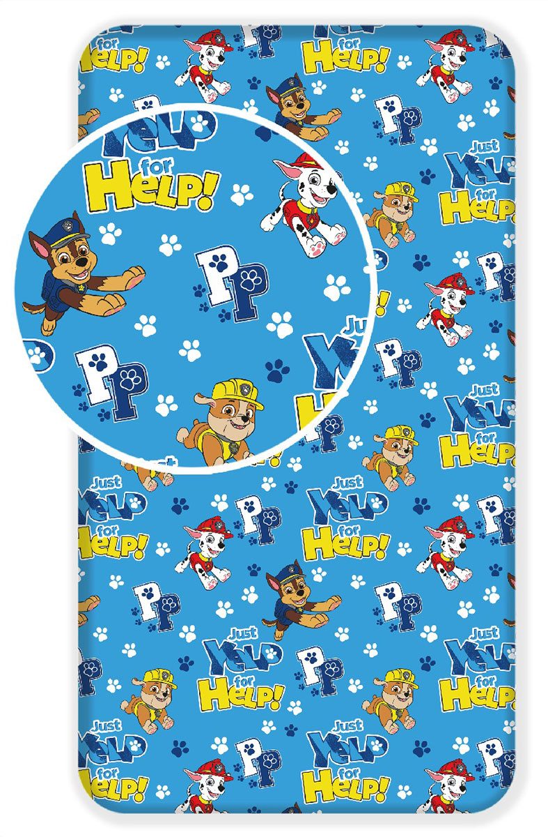 PAW PATROL Spannbettlaken Paw Patrol Chase Marshall Spannbettuch 90x200 + 2 günstig online kaufen