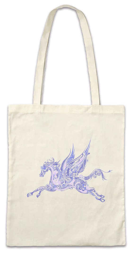 Urban Backwoods Beuteltasche Winged Horse Stofftasche Pegasus Geflügeltes Pferd Reiter Reitsport (1-tlg), Farbiges Farben Pferde Reitschule