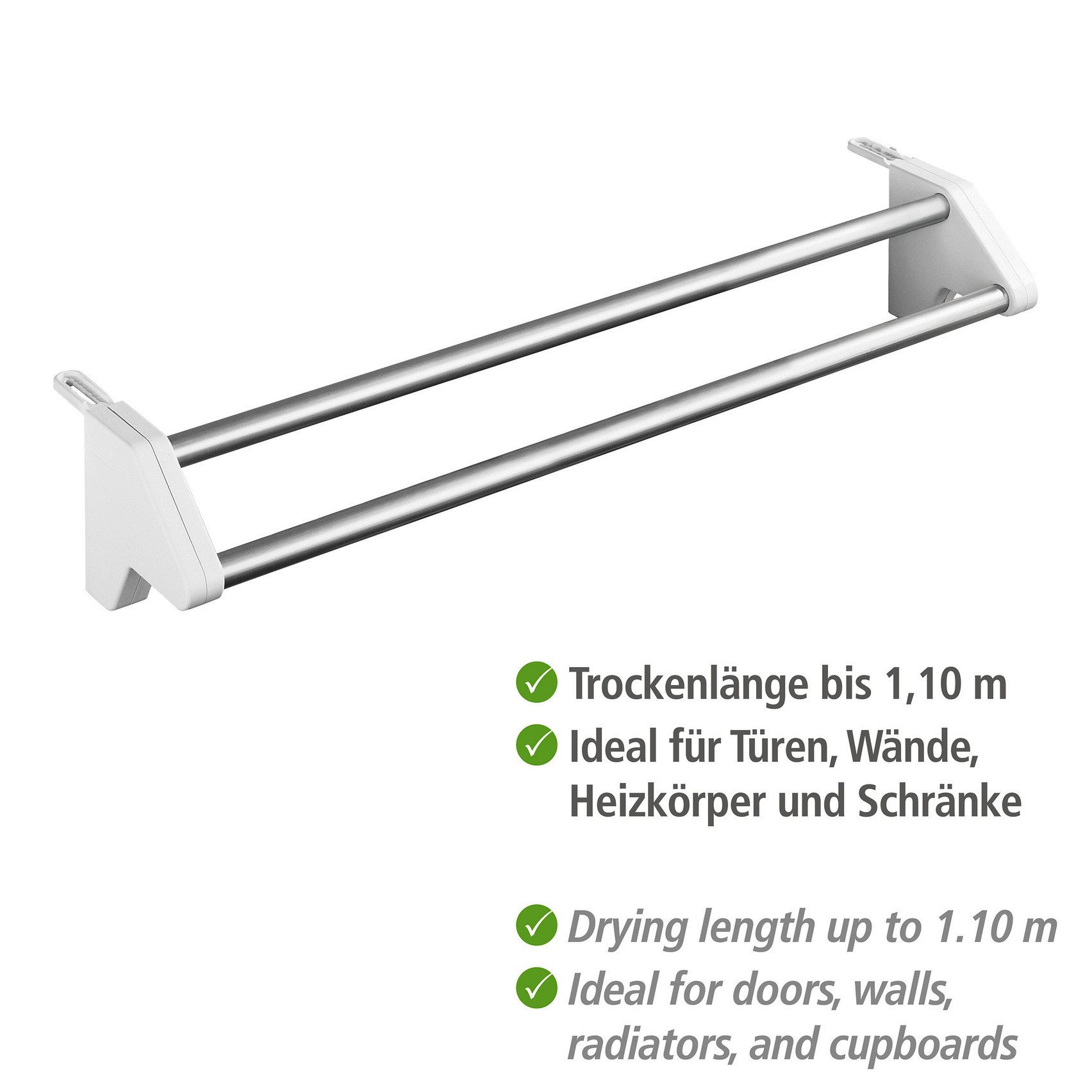 WENKO Heizkörper-Wäschetrockner Modell Twin, Wäschehalter zum Einhängen an Türen und Heizkörper