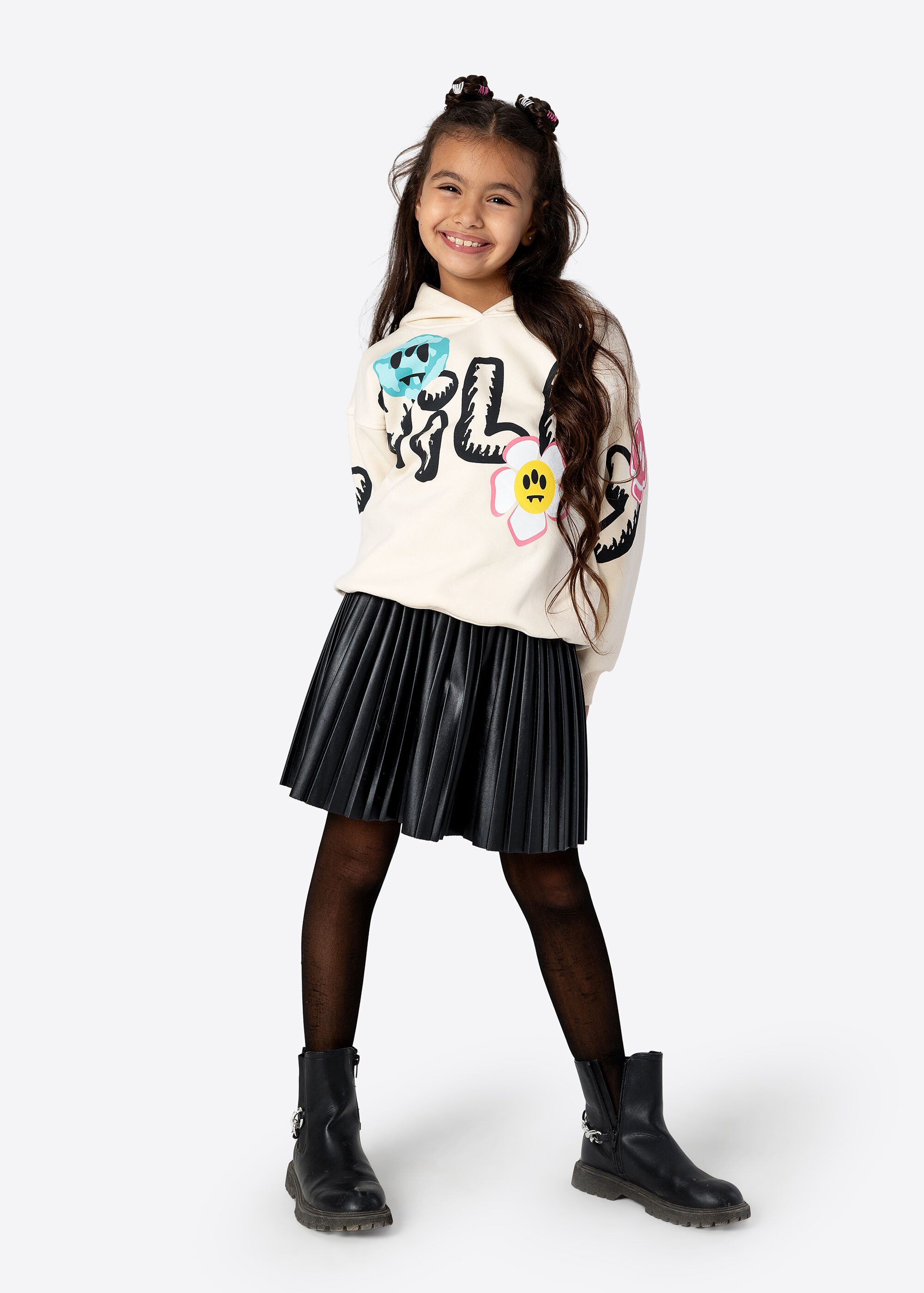 Solang Plisseerock in Kunstlederoptik