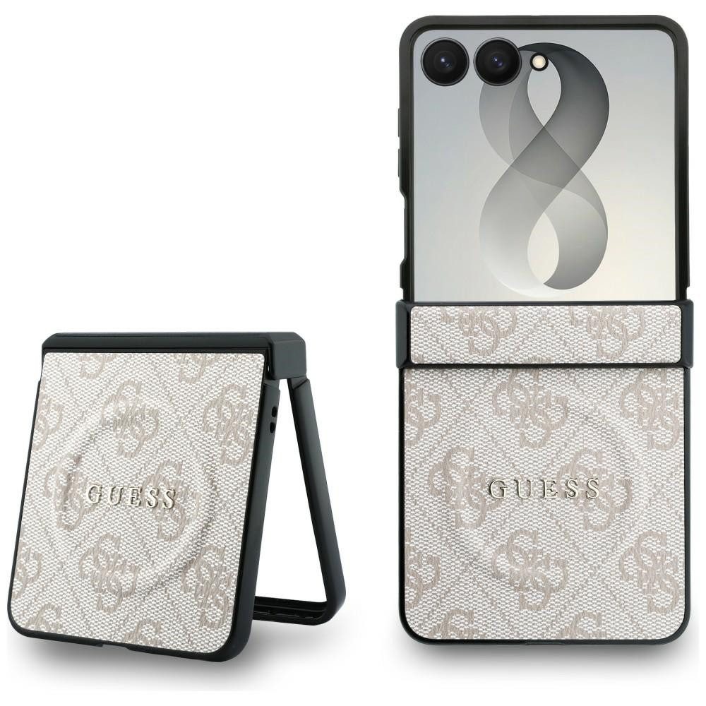 Guess Handyhülle Galaxy Z Flip 8 Case Kunstleder braun grau rosa MagSafe Logo 6,9 Zoll, Kantenschutz