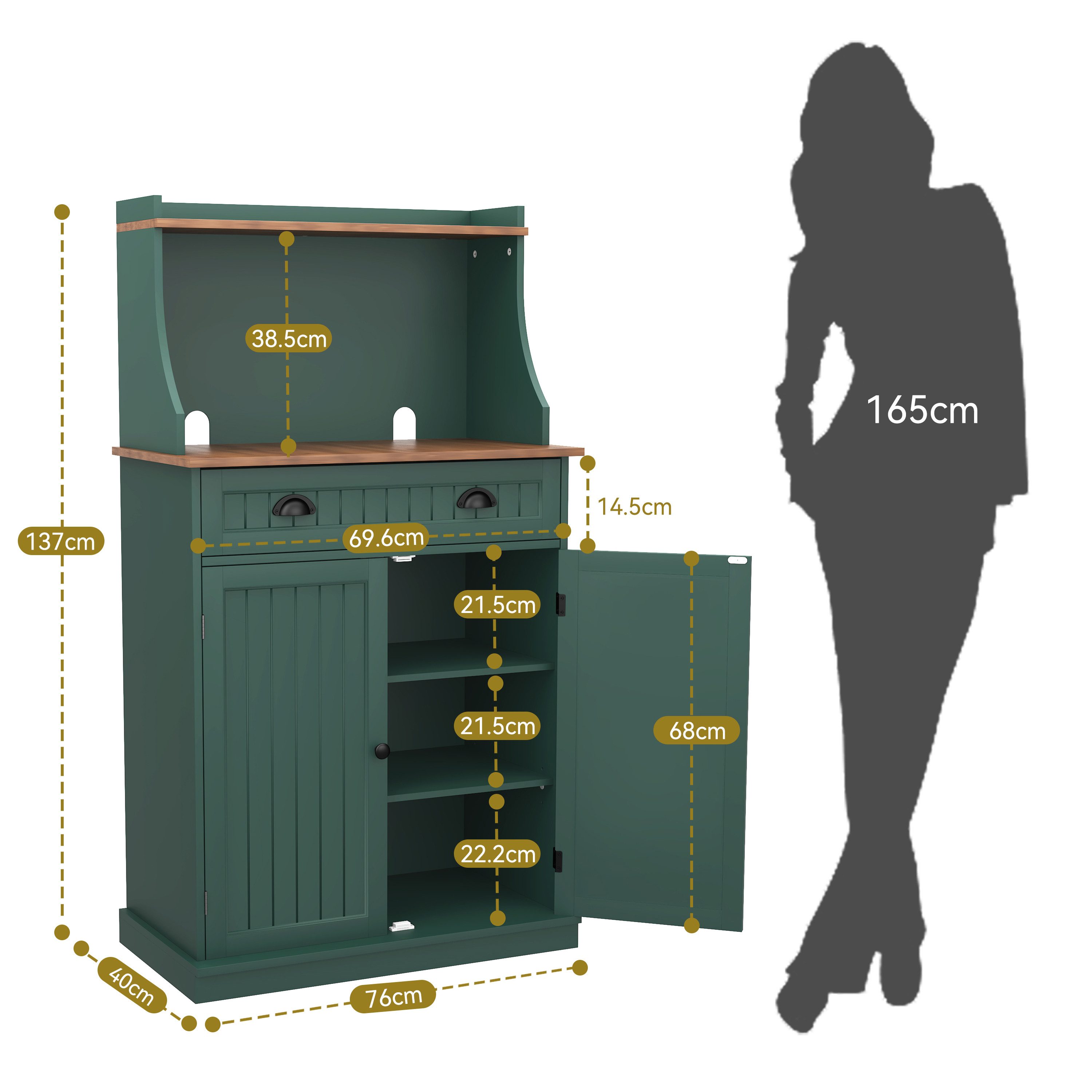 HOLTICO Küchenbuffet Küchenschrank Mehrzweckschrank mit Verstellbarem Regal (1-St) Schrank Freistehend für Küche, Wohnzimmer, Schlafzimmer