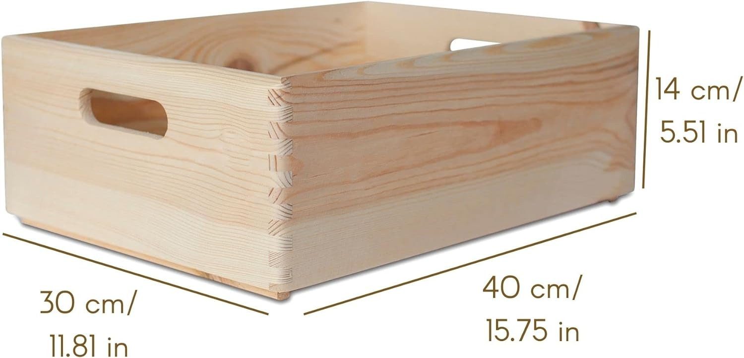 Creative Deco Holzkiste XXL Obstkiste Korb 40x30x13cm (1cm) mit Griffen ohn günstig online kaufen