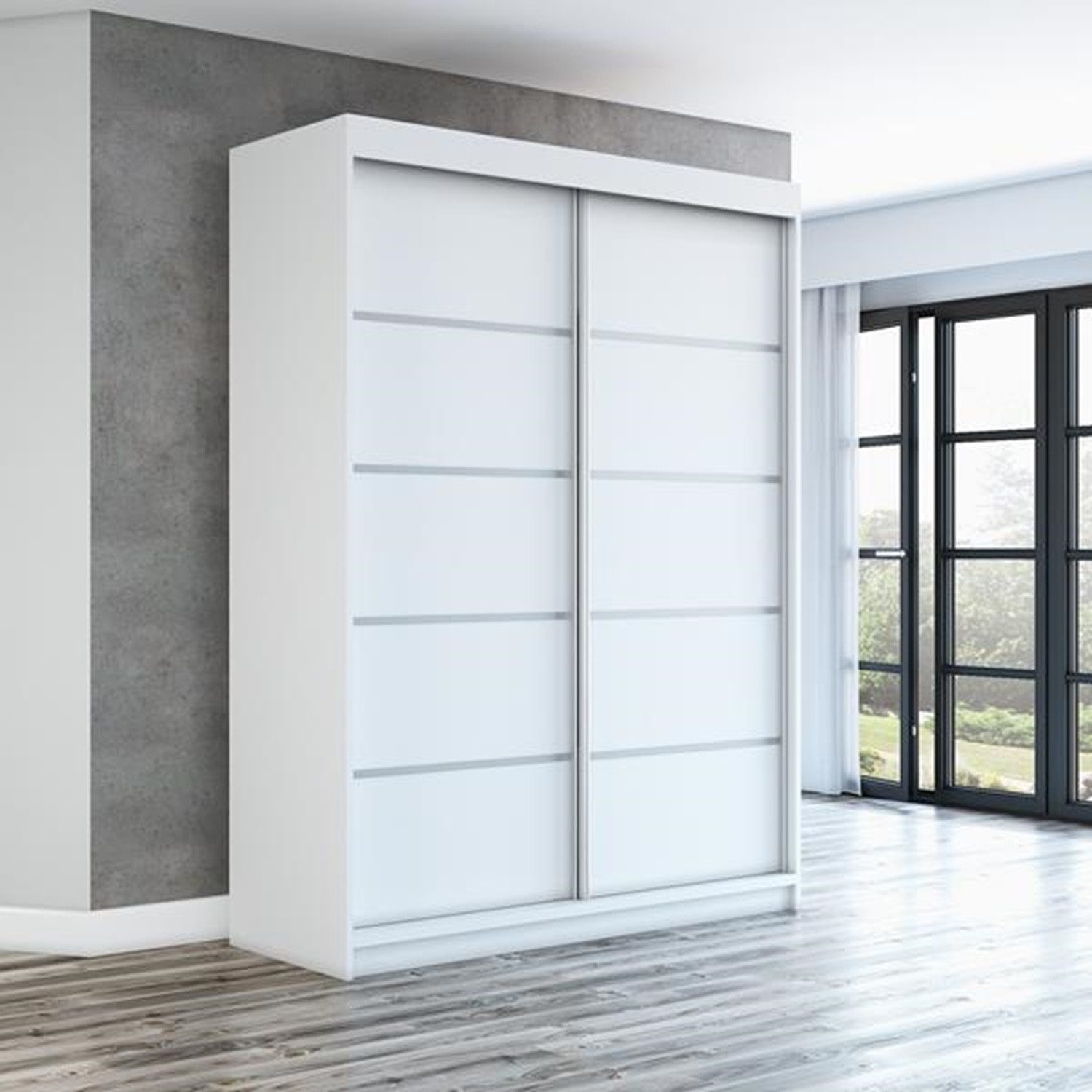 A&J MöbelLand GmbH Schiebetürenschrank PARIS 2-türig Schrank (TOP ANGEBOT! Geräumiger Schrank mit viel Stauraum:6 Regalen und 1 Kleiderstange – -ideal zur Aufbewahrung von Kleidung und Accessoires. TOP PRODUKT! Farbe und Größe (120 cm, 160 cm, 180 cm) zur Auswahl -wählen Sie das ideale Modell für Ihr Schlafzimmer!, Kleiderschrank mit Regalen) Breite: 120 cm, 140 cm, 160 cm, Höhe: 215 cm, Tiefe: 59,5 cm