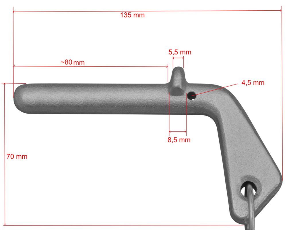 Knott Anhänger 1x Steckbolzen, Bolzen, Vorsteckbolzen mit Kette und Splint 16 mm