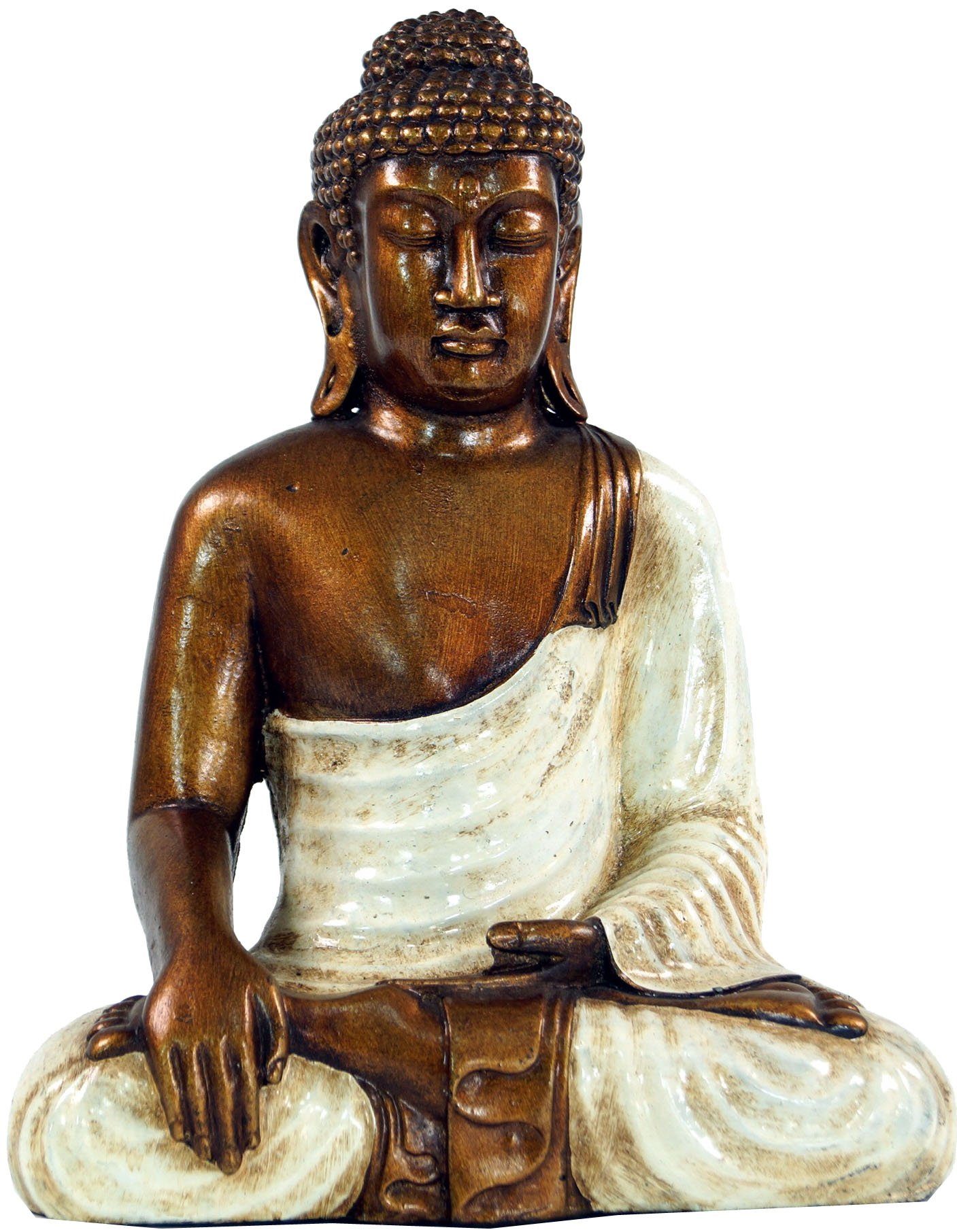 Guru-Shop Buddhafigur Sitzender Buddha im Bhuimsparsha Mudra aus.. weiß