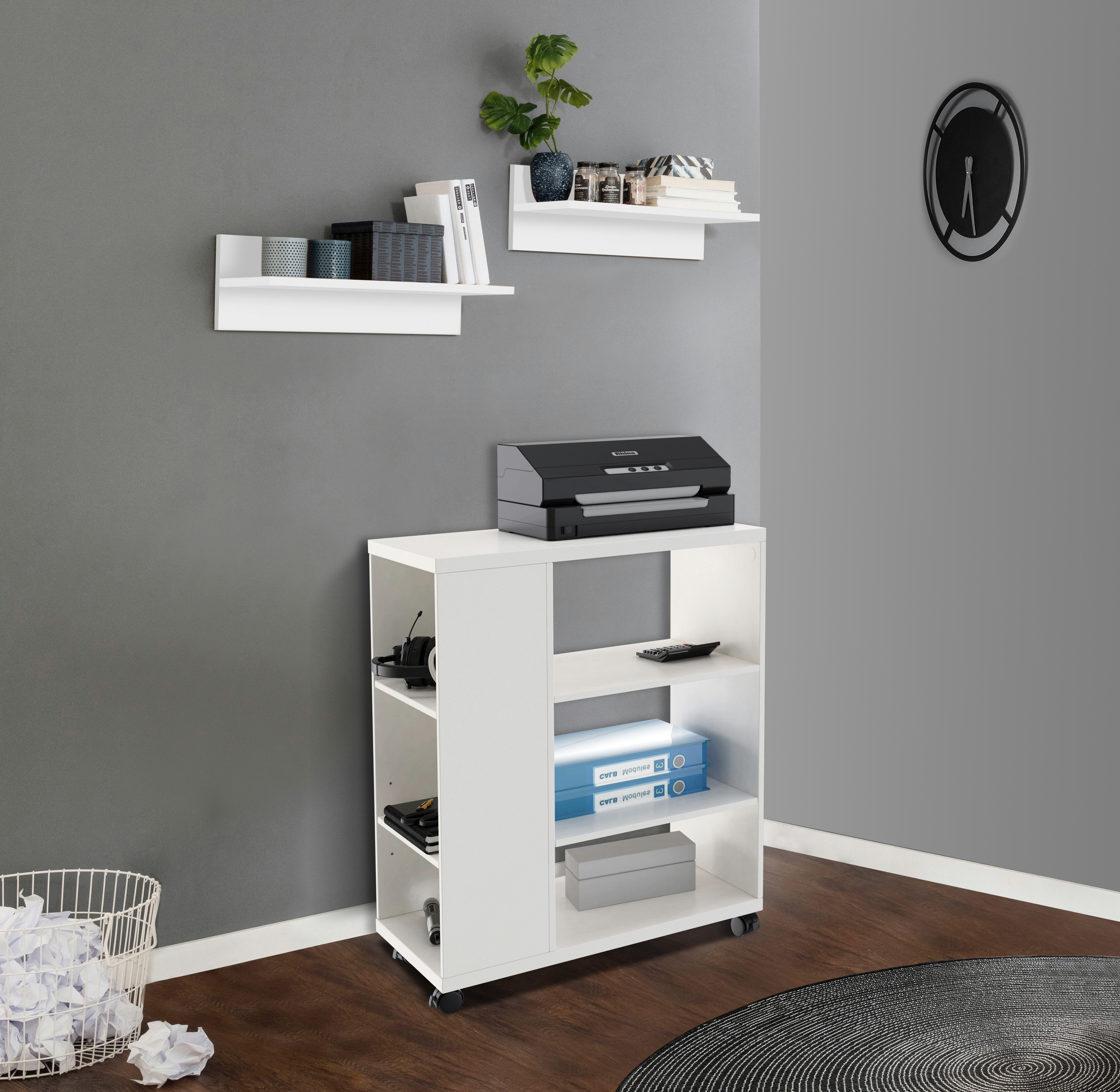 INOSIGN Rollwagen LOKVE, Rollcontainer, Druckertisch, Rollregal, Rollen feststellbar, 6 Fächer, Höhe 75 cm