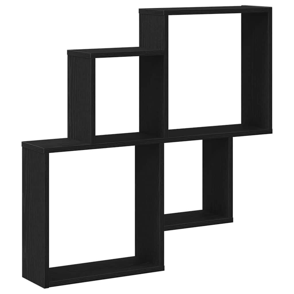 vidaXL Regal Wandregal Wandhalterung Schwarz Eichen-Optik 80 x 15 x 78,5 cm, 1-tlg.