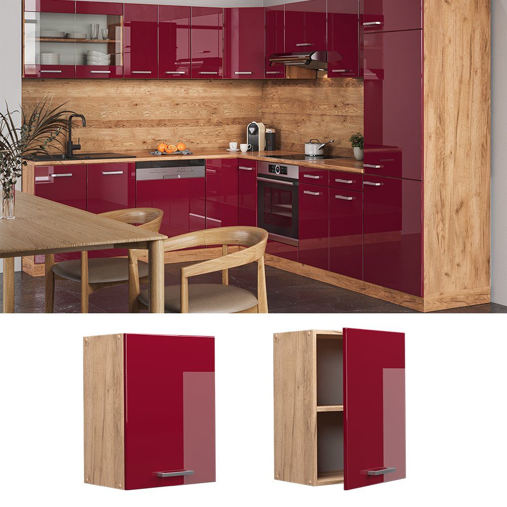 Vicco Hängeschrank R-Line, Bordeaux Hochglanz/Goldkraft Eiche, günstig online kaufen