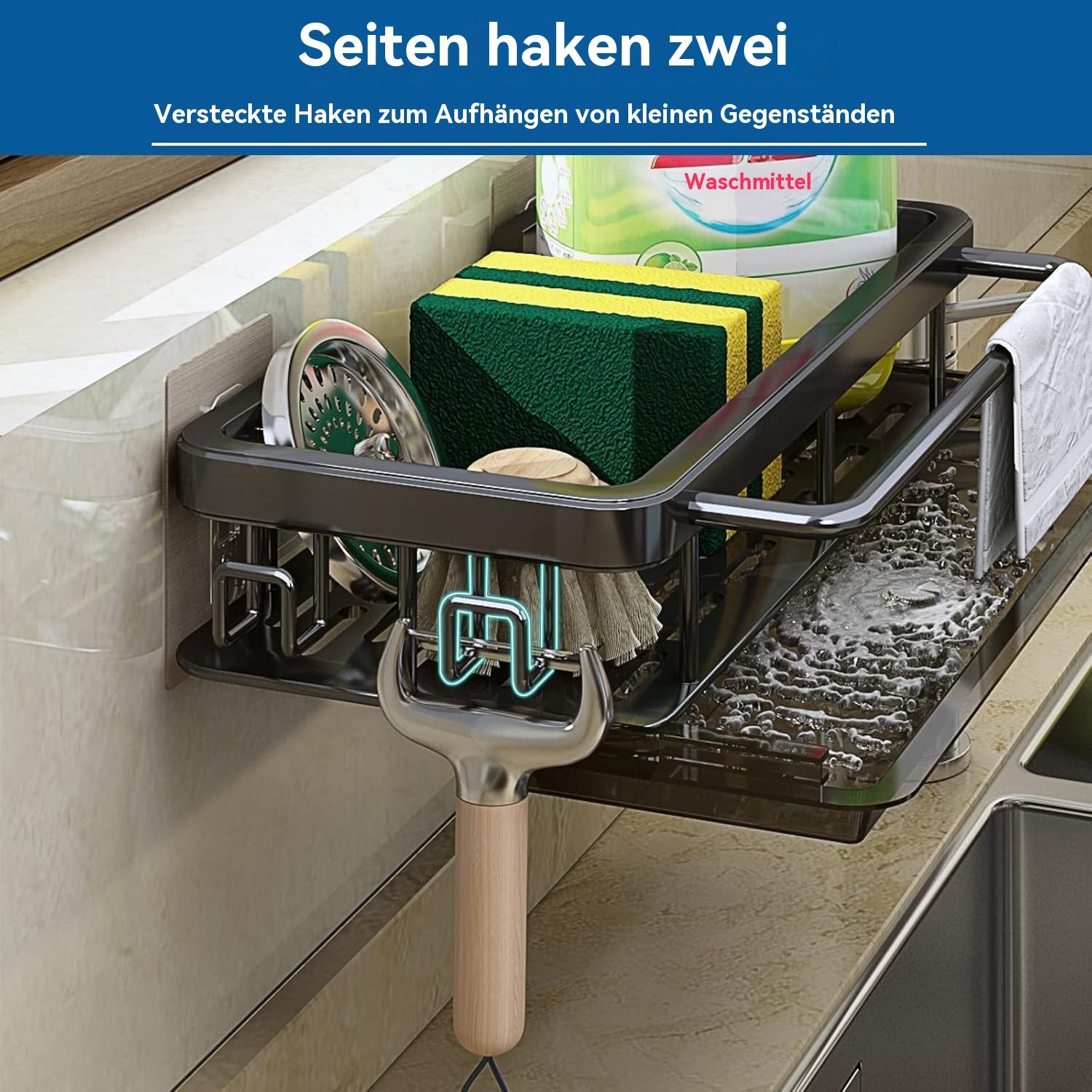 PODOFO Küchenorganizer-Set Spülbecken Organizer mit Abflusspfanne, Haken Wa günstig online kaufen