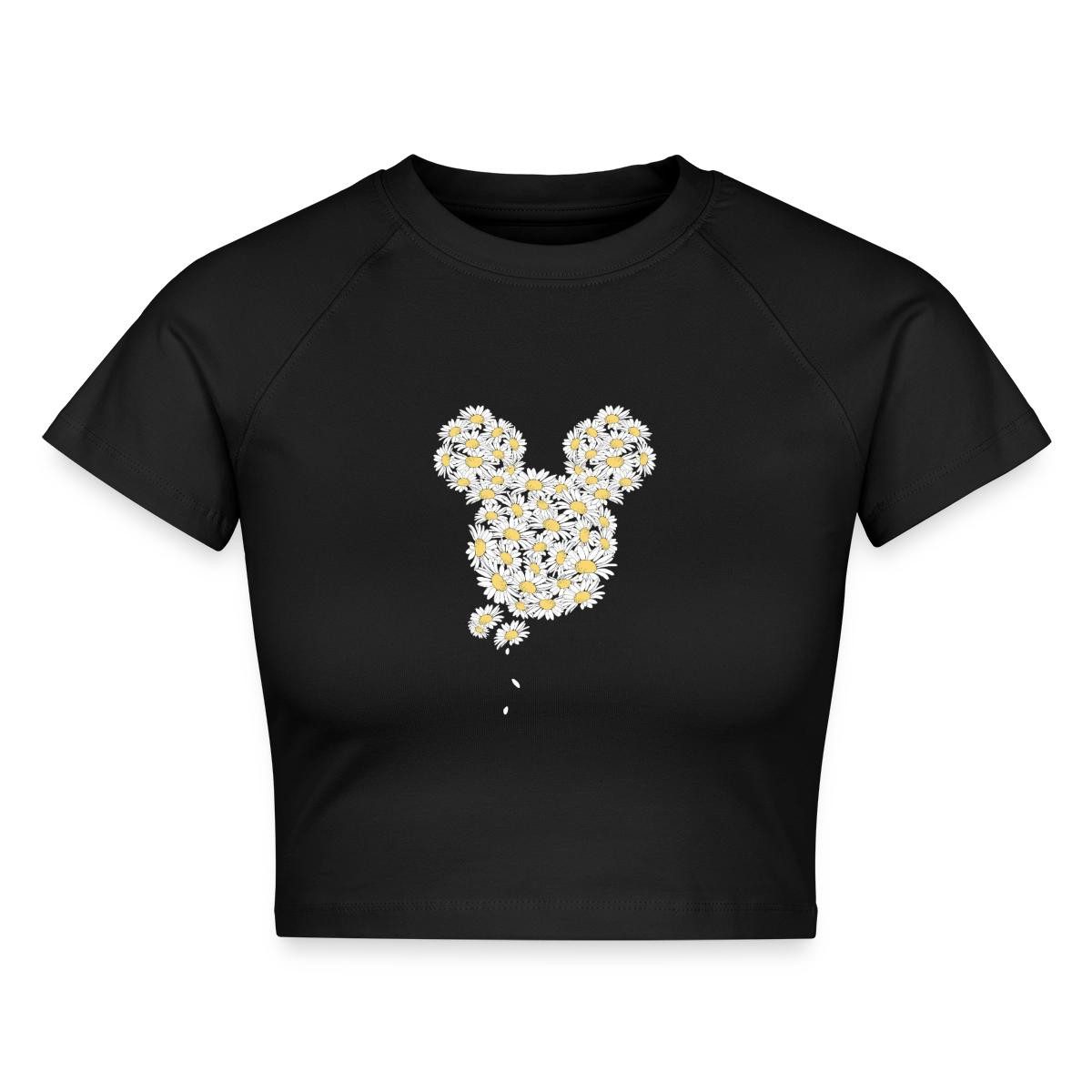 Spreadshirt T-Shirt Mickey & Minnie Mickey Mouse Gänseblümchen Crop Top (1-tlg)