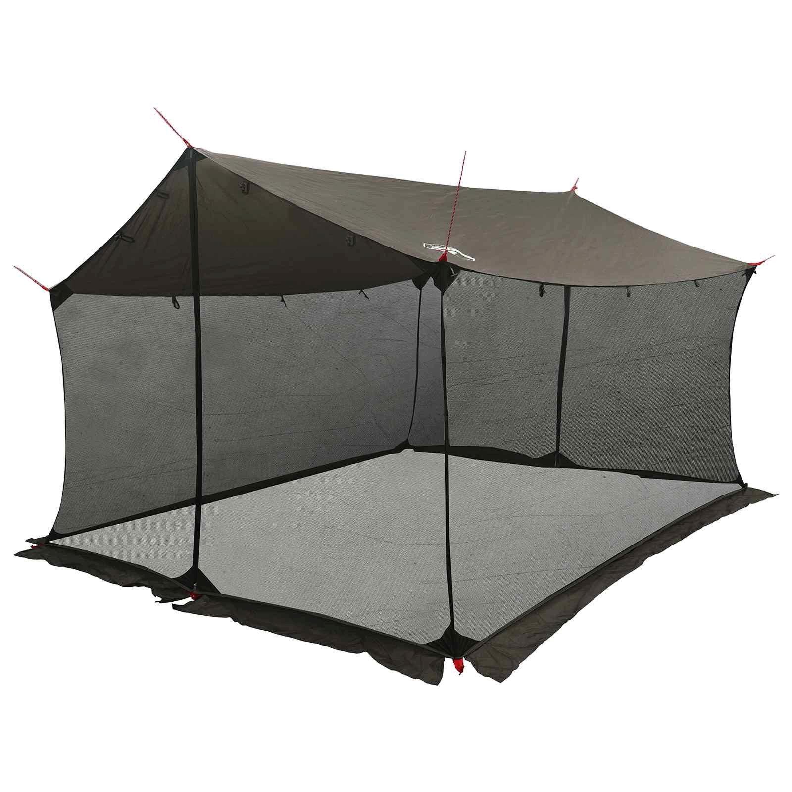 vidaXL Tarp-Zelt Camping-Tarp mit Netzwänden Braun Grau 340 x 260 x 220 cm, (1 tlg)