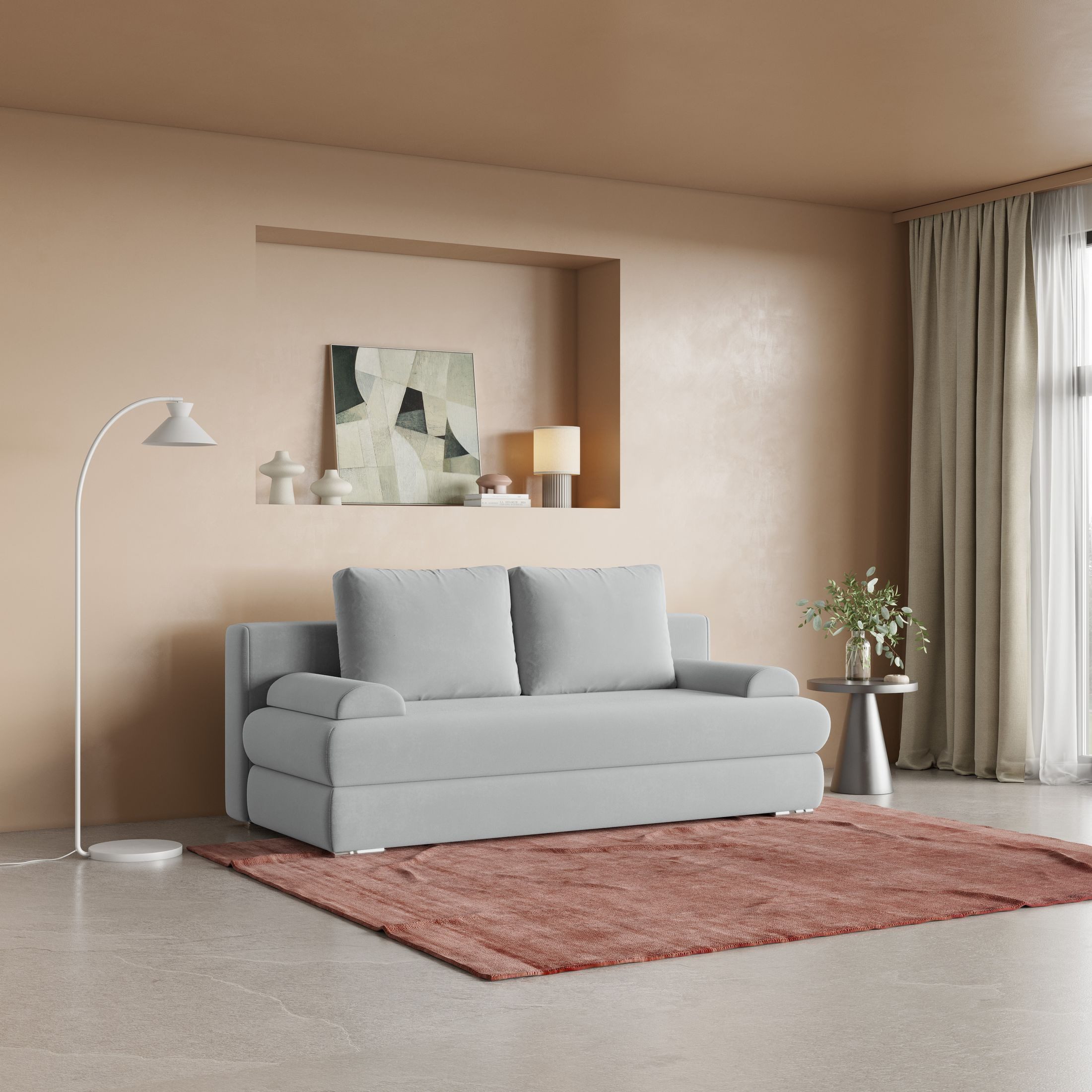 Masseno Sofa ASPERO mit Schlaffunktion, Schlafsofa, Couch mit Bettkasten