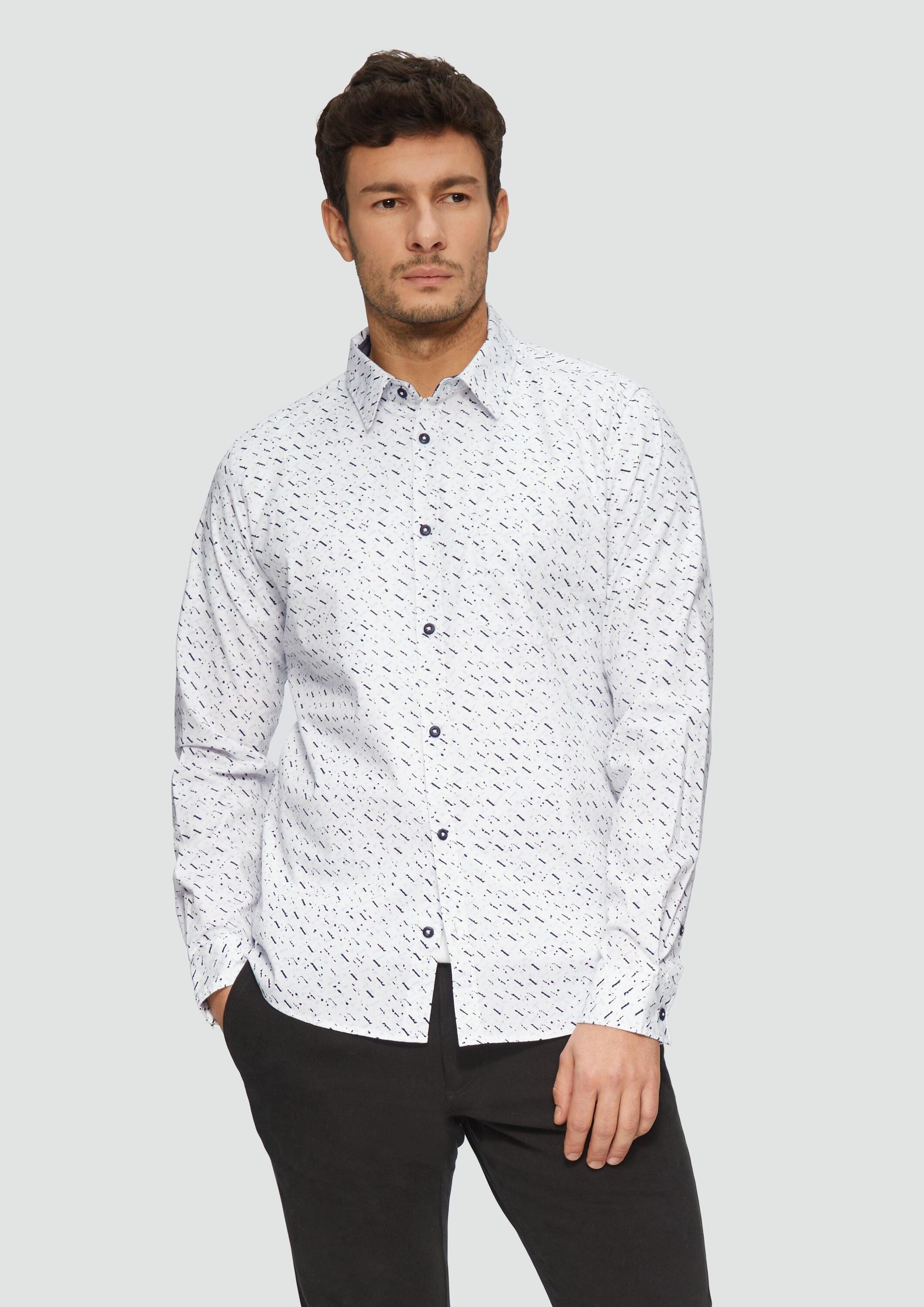 s.Oliver Langarmhemd Hemd Slim Fit: Gemustertes Hemd aus Popelin günstig online kaufen
