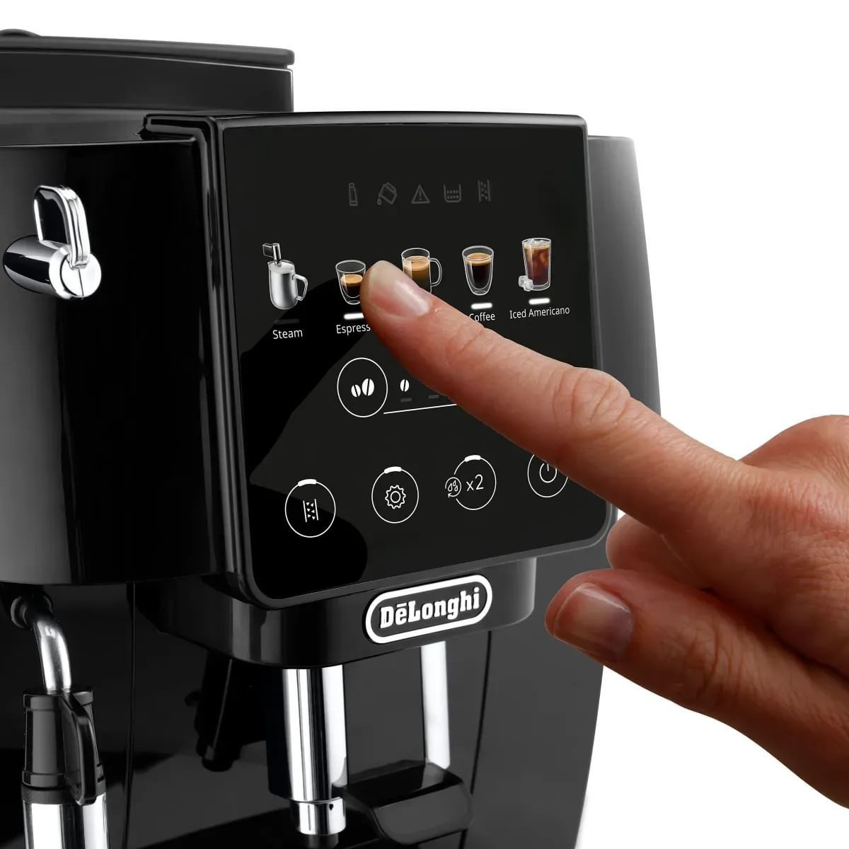 De'Longhi Kaffeevollautomat Magnifica Start Pop ECAM220.51.B - 5 Rezepte, Milchschaumdüse, schwarz, Intuitives Touch Bedienfeld, Iced Americano, einstellbares A – Bild 4 von 5