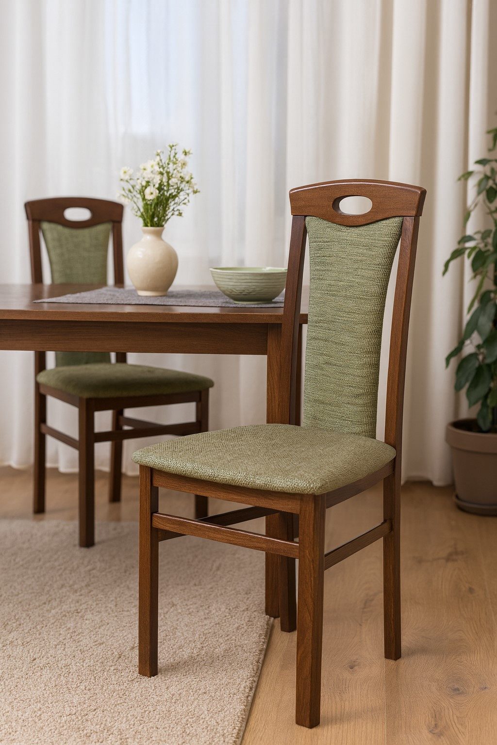 moebel-direkt-online 4-Fußstuhl Esszimmerstuhl Nussbaum (2er-Set), Gestell aus Massivholz Buche