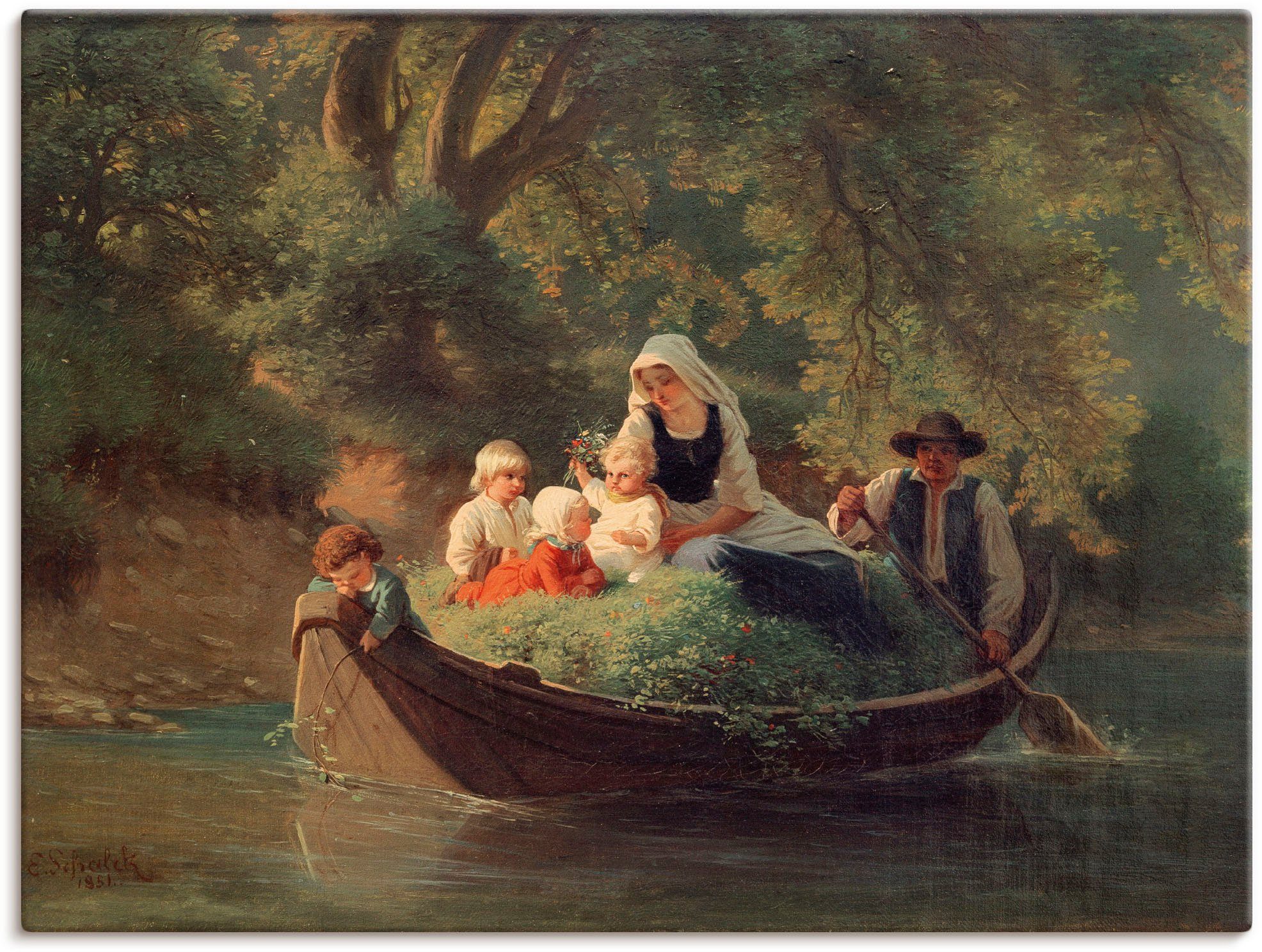 Artland Wandbild Bauernfamilie in einem Boot, Gruppen & Familien (1 St), als Leinwandbild, Плакат in verschied. Größen
