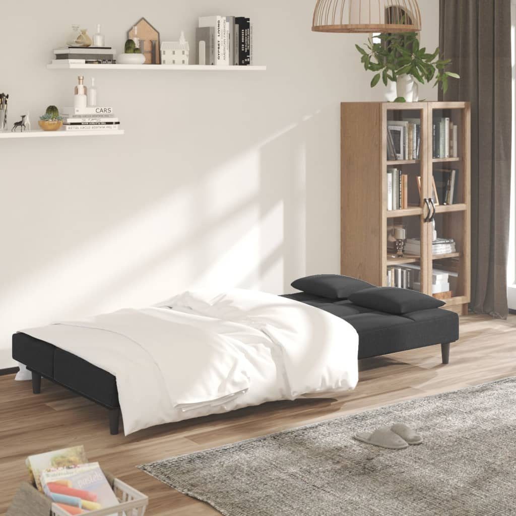 Sofa mit Schlafcouch 2-Sitzer Kissen Dunkelgrau Schlafsofa Stoff 2 Schlaffu vidaXL