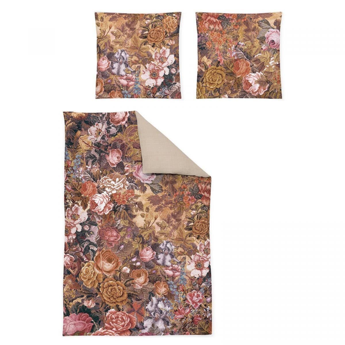 Irisette Bettwäsche Irisette Flausch Cotton Bettwäsche Zobel 8873-50 Blumen Kupfer 135x200, Flausch-Cotton, 2 teilig