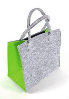 Kobolo Einkaufsshopper Filztasche hellgrau mit grünen Seiten 35x20x30 cm, 20 l
