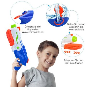 Clanmacy Wasserpistole 2x Wasserpistole mit Tank Wassergewehr 11M Reichweite Spielzeug