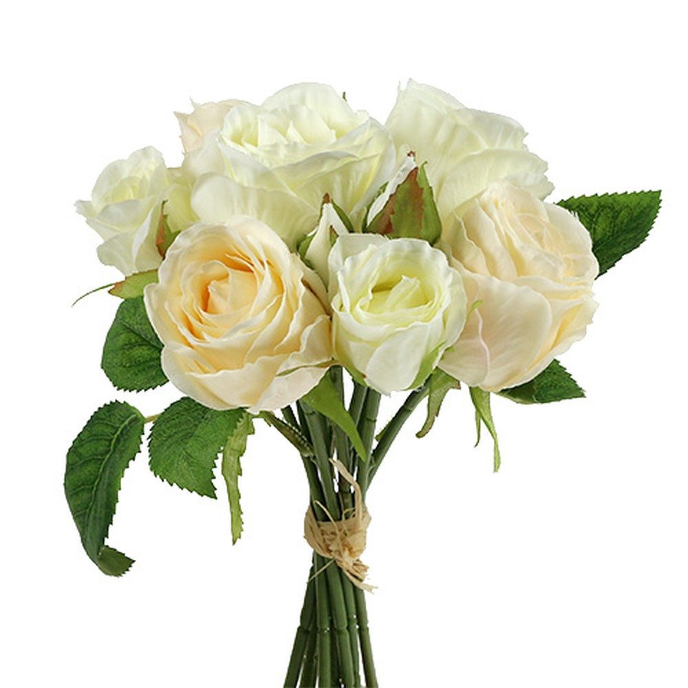 Kunstblume Rosenstrauß Creme 26cm - Künstliche Blumen Dekoration für, Florists Products, Höhe 5 cm