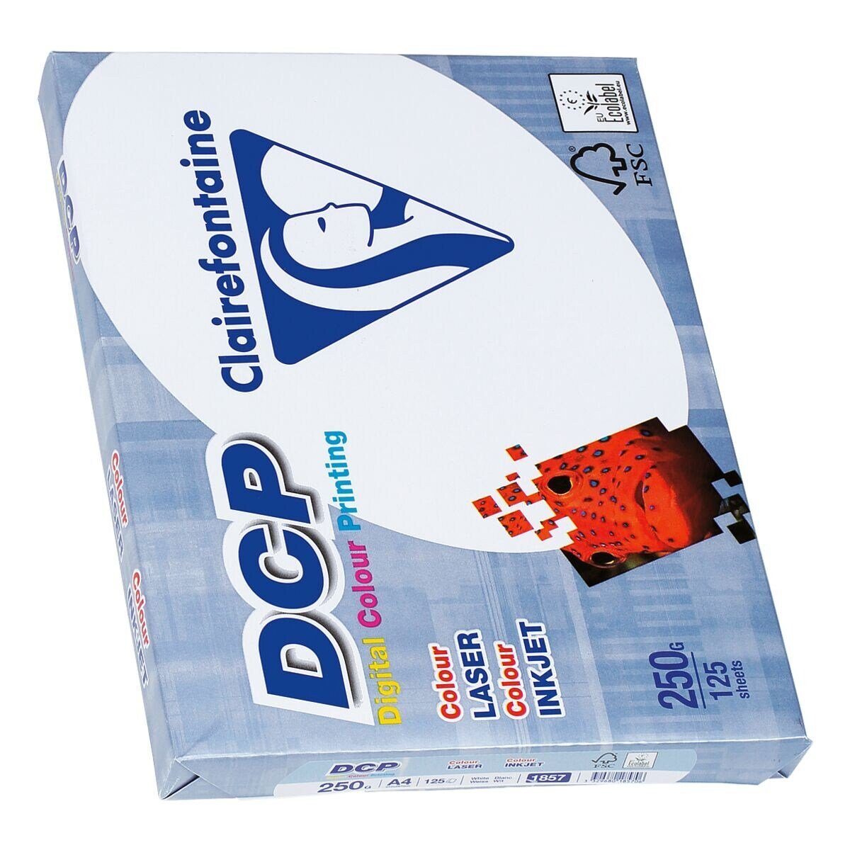 CLAIREFONTAINE Farblaser-Druckerpapier DCP, Format DIN A4, 250 g/m², 172 CIE, 125 Blatt