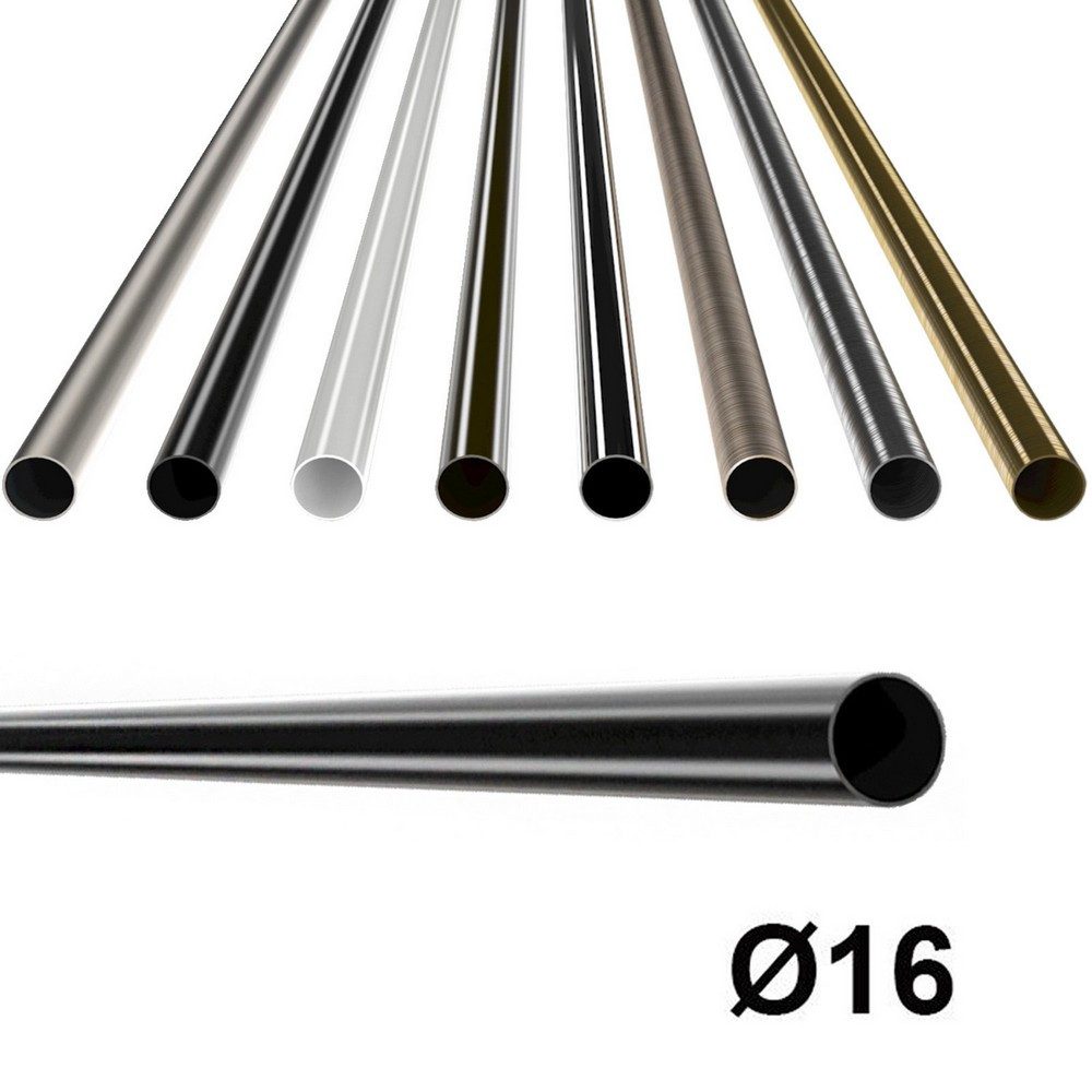 MDEKOR Gardinenstange Gardinenrohr aus Metall – Stahlrohr für Stangen Ø 16, 19 & 25 mm, Ø 16 mm Schwarz Matt, Länge 120 cm