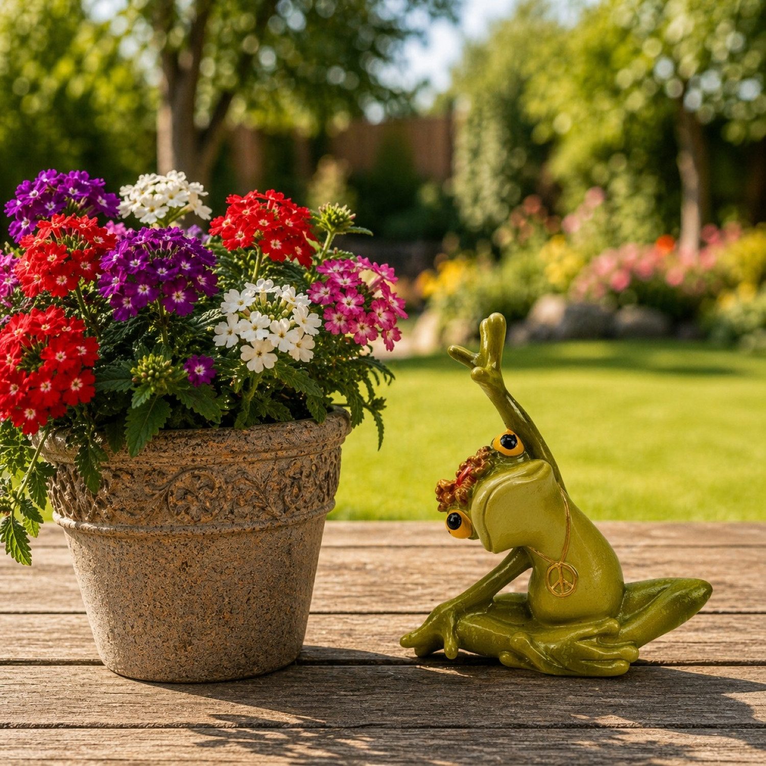 Online-Fuchs Gartenfigur für außen - YOGA Frosch - Dekoration Figuren - wetterfest, (aus Kunstharz gefertigt, glänzender Glossy-Look), ideal für Garten, Terrasse, Balkon, Büro oder Wohnzimmer