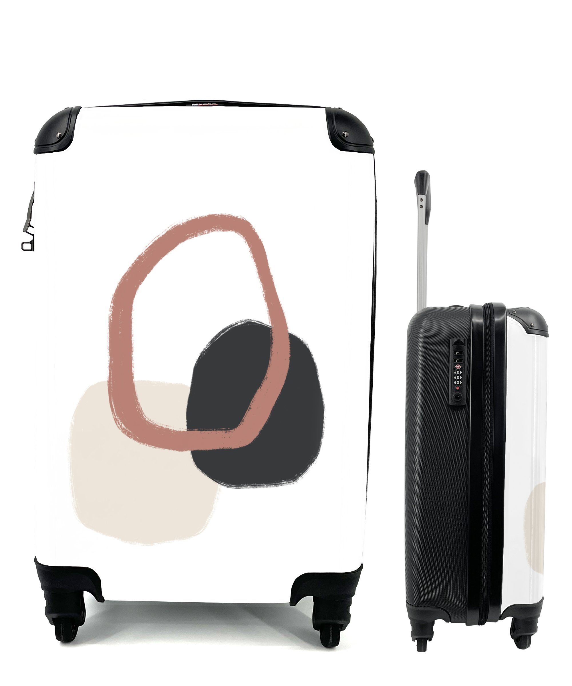 MuchoWow Handgepäckkoffer Pastell - Minimalismus - Geometrische Formen, 4 Rollen, Reisetasche mit rollen, Handgepäck für Ferien, Trolley, Reisekoffer