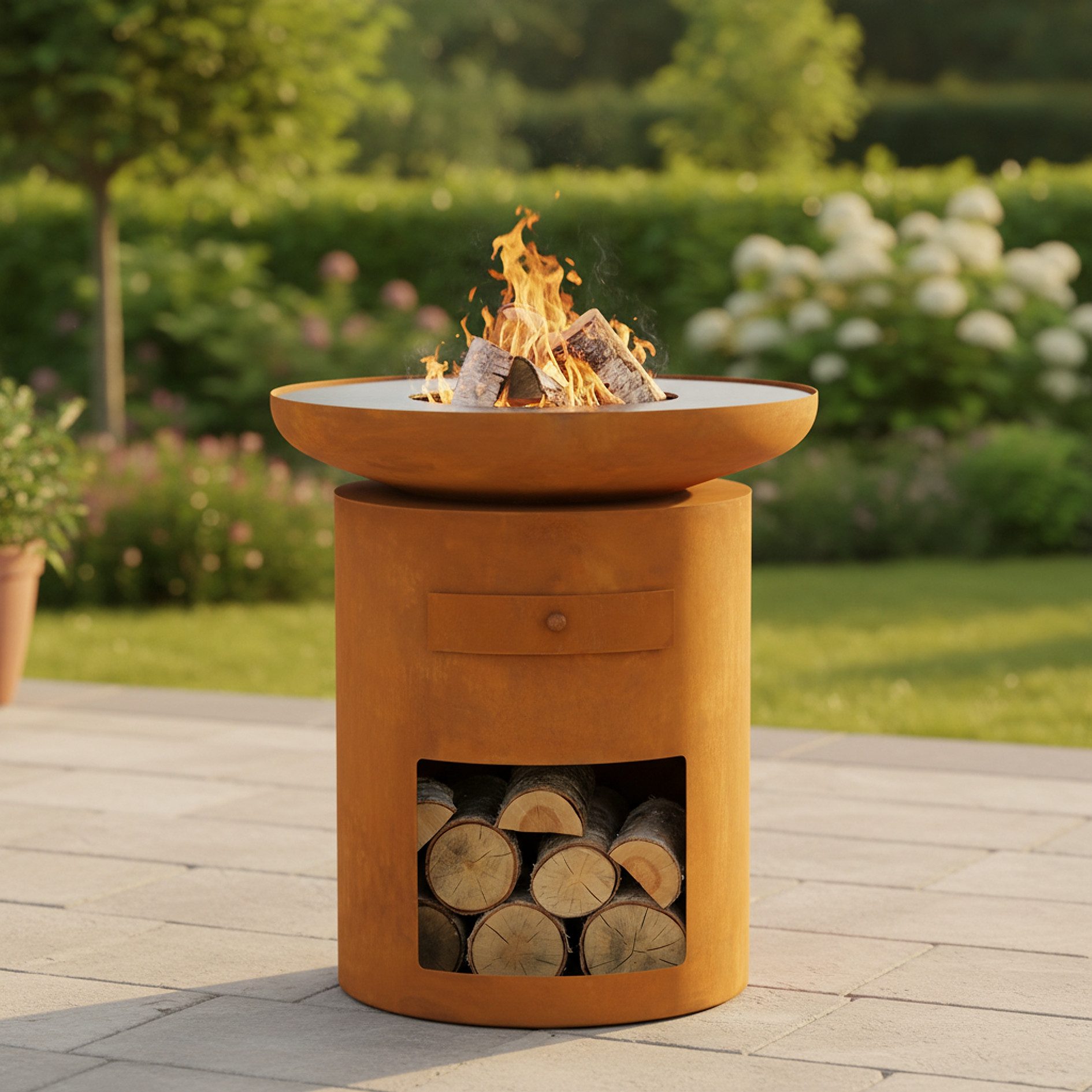 Buschbeck Holzkohlegrill Sioux, ØxH: 80x88cm, eine wandelbare Feuerstelle, aus robustem Material