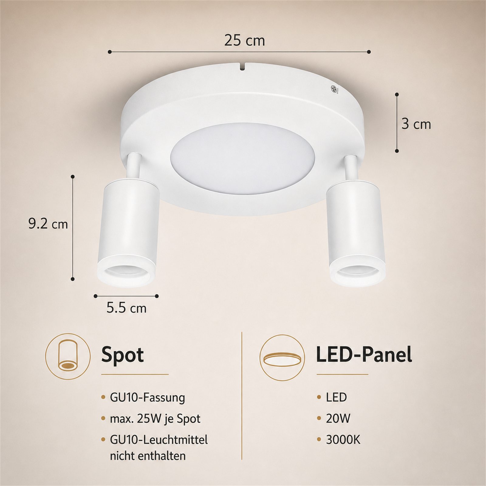 Nettlife Deckenstrahler Schwarz Schlafzimmer GU10 2/3/4 Flammig 20W 3000k Küchenlampe, Schwenkbar 350°, LED wechselbar, Metall Schwenkbar Flurlampe für Schlafzimmer Küche Büro