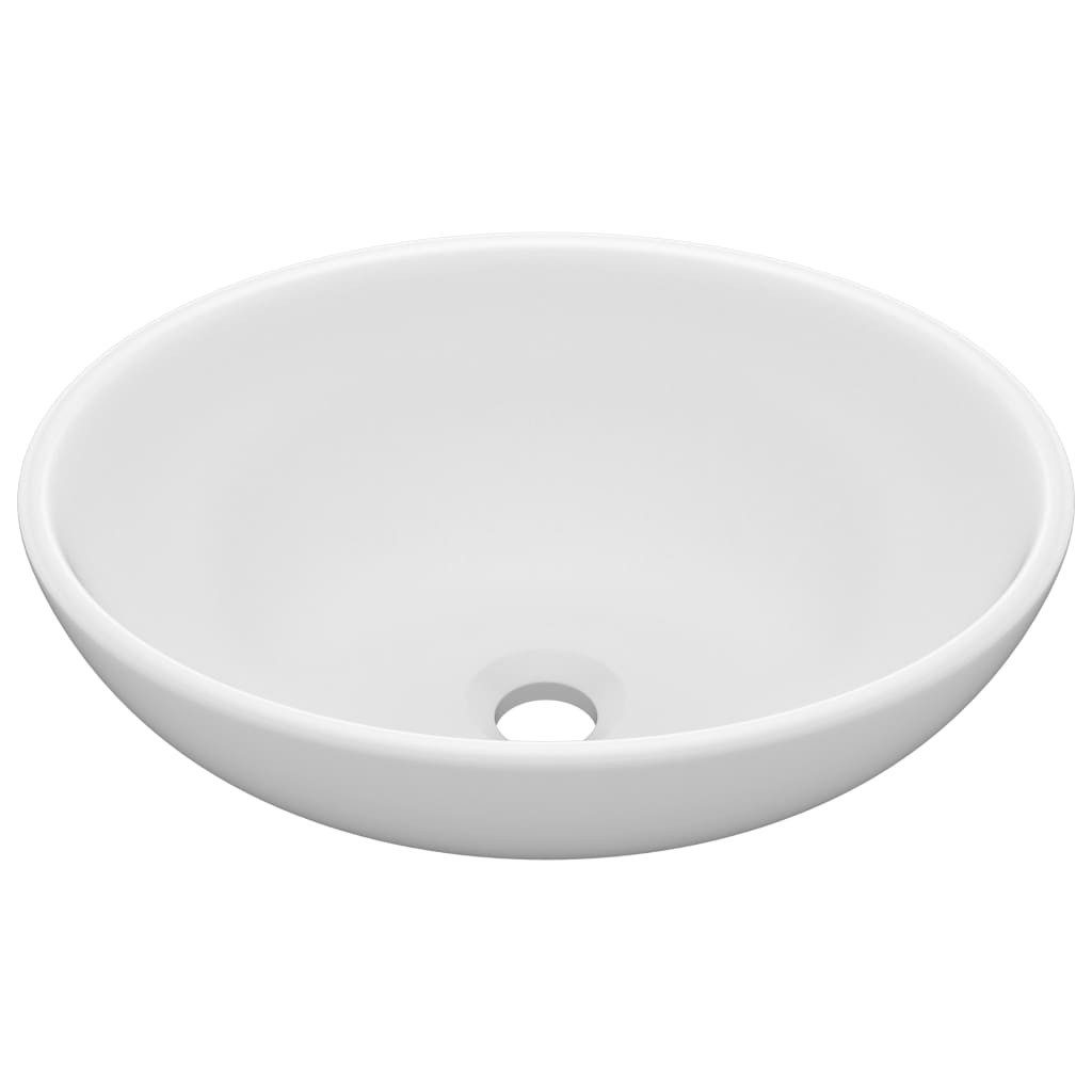 vidaXL Waschbecken NA Ovales Waschbecken Badezimmer Aufsatzwaschbecken Matt Weiß 40x33 cm
