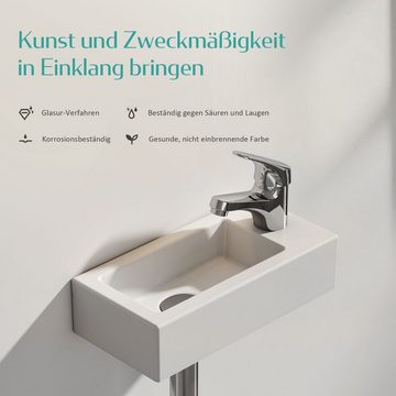 EMKE Waschbecken Handwaschbecken Keramik Waschbecken Waschtisch Hängewaschbecken, 1 Hahnloch