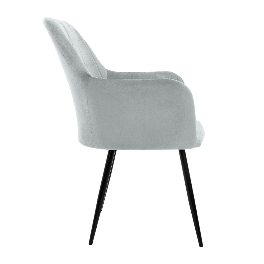 ML-DESIGN Stuhl Esszimmerstuhl ergonomisch & gepolstert, Esstischstuhl mit Rückenlehne (6 St), Wohnzimmerstuhl Grau Samtbezug Metallbeine Küchenstuhl Polsterstu – Bild 3 von 5
