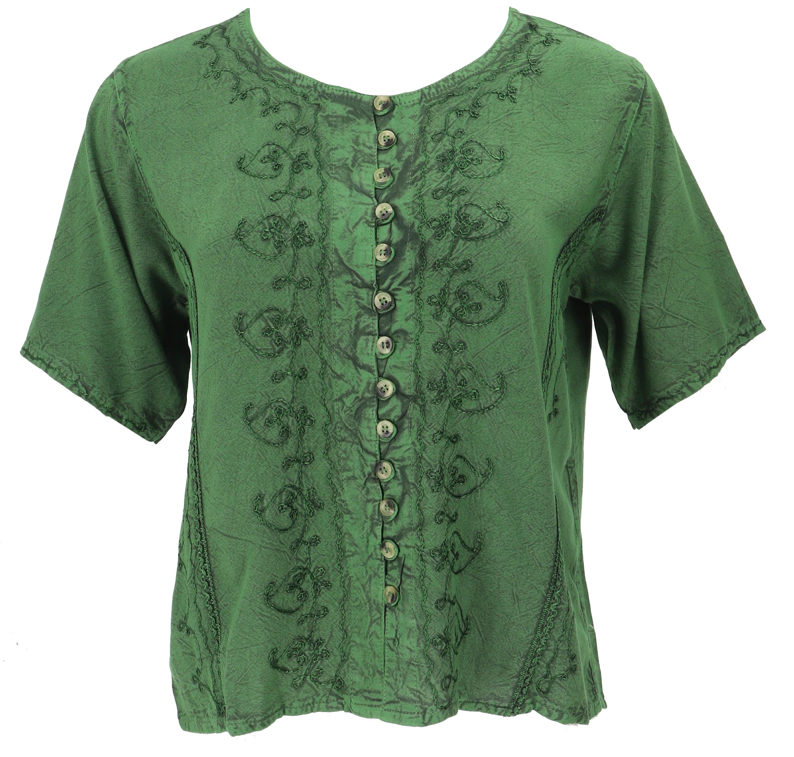 Guru-Shop Longbluse Kurzes Blusentop Boho chic, indische Hippie.. alternative Bekleidung