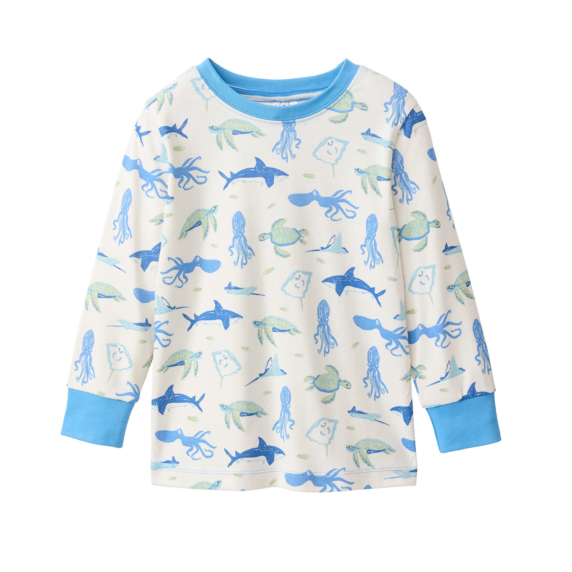 People Wear Organic Pyjama Set mit Sealife Motiv aus Bio-Baumwolle GOTS zertifiziert