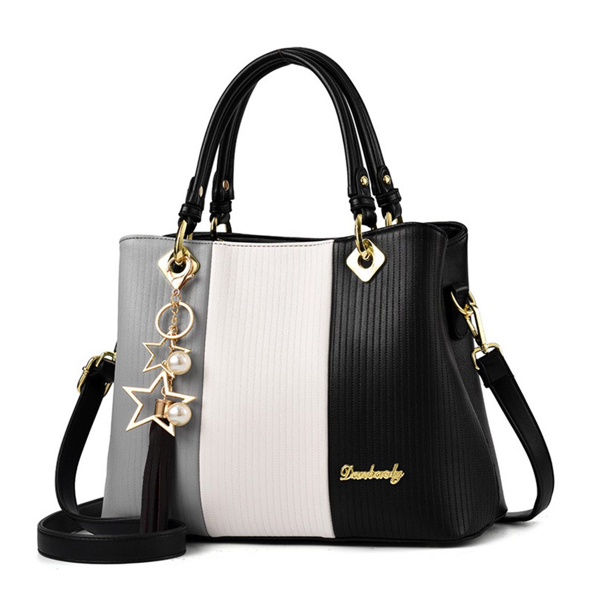 XDeer Shopper Damen Schultertasche Henkeltasche Stylish Verstellbarer Riemen, Große Tote Bag Patchwork Satchel Umhängetasche