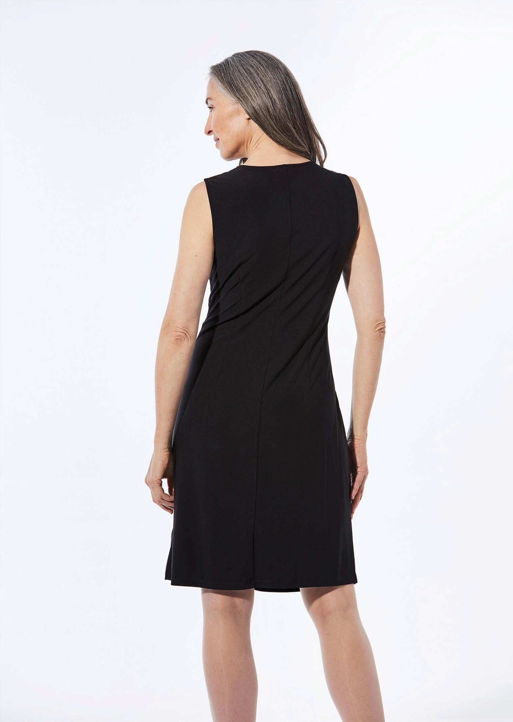 GOLDNER Abendkleid Cocktailkleid mit Raffungen Festkleid mit V-Ausschnitt, Knielänge und ohne Arm