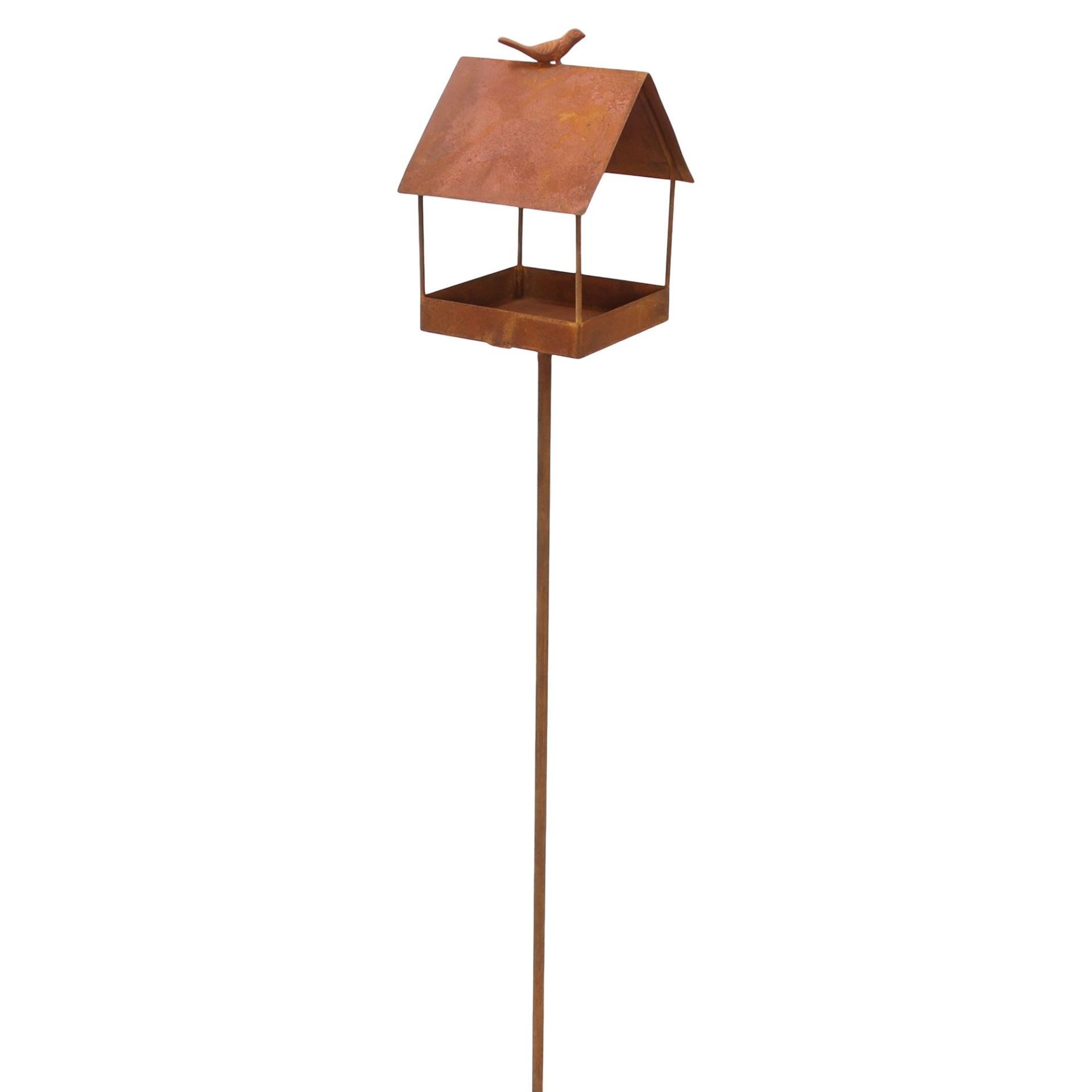Dekoleidenschaft Gartenstecker "Vogelhaus" Metall mit Rost, Vogelhäuschen, Vogelfutterhaus Futterhaus