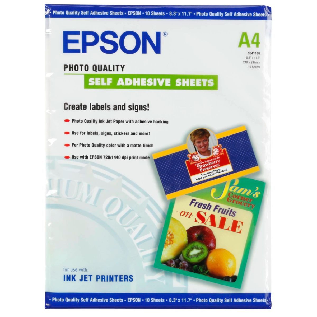 Epson Etiketten Photo Quality Inkjet Paper A4,10 Bl,167 g selbstk.