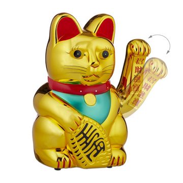 relaxdays Winkekatze XL Winkekatze gold